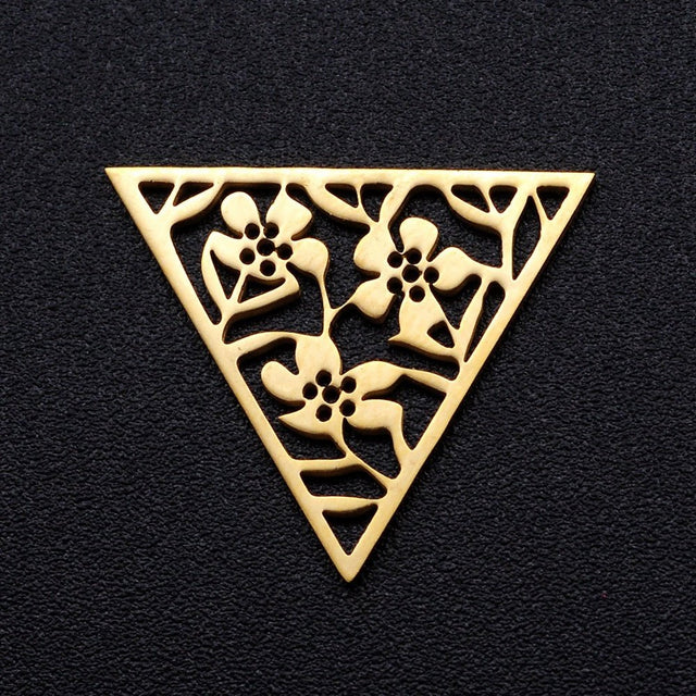 Dreieckiger, filigraner Schmuckverbinder 17x20 mm – Farbe Gold - PerlineBeads