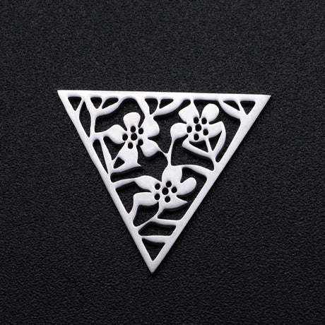 Dreieckiger, filigraner Schmuckverbinder 17x20 mm – Farbe Silber - PerlineBeads