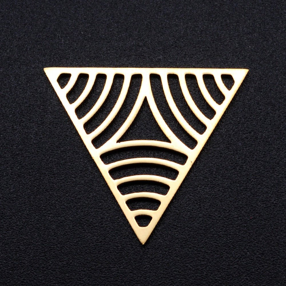 Dreieckiger, filigraner Schmuckverbinder 21,5x24,5 mm – Farbe Gold - PerlineBeads