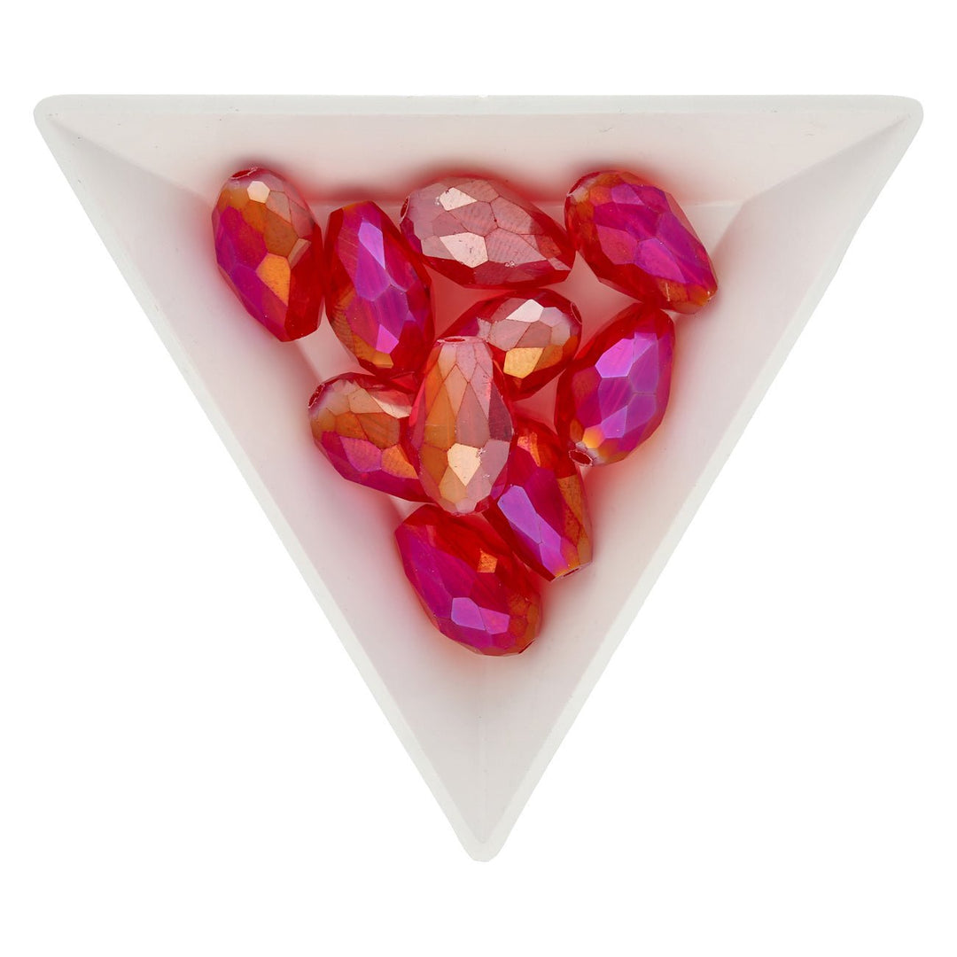 Facettierte Tropfen 15 x 10 mm – Crimson Red AB - PerlineBeads