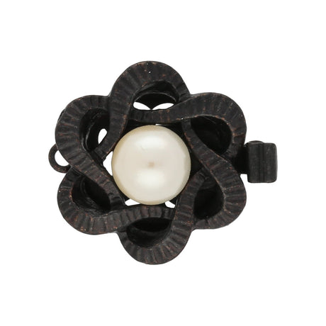 Federverschluss Blumenform – schwarz - PerlineBeads