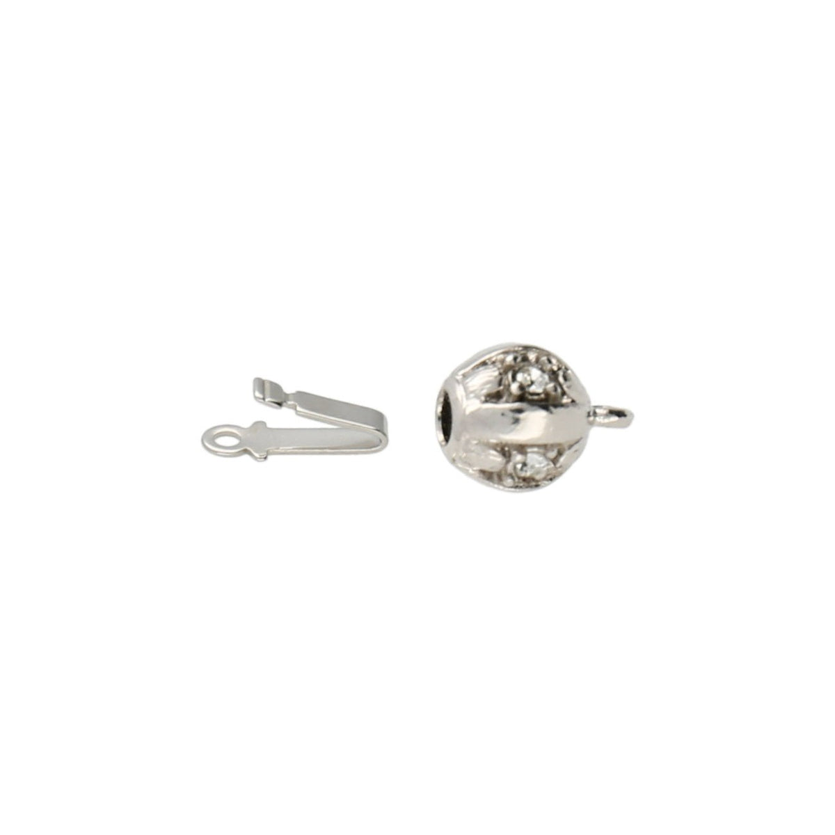 Federverschluss rund – Rhodium - PerlineBeads