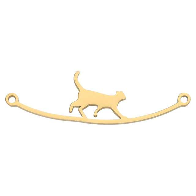 Filigraner Schmuckverbinder "Katze" – Farbe Gold - PerlineBeads