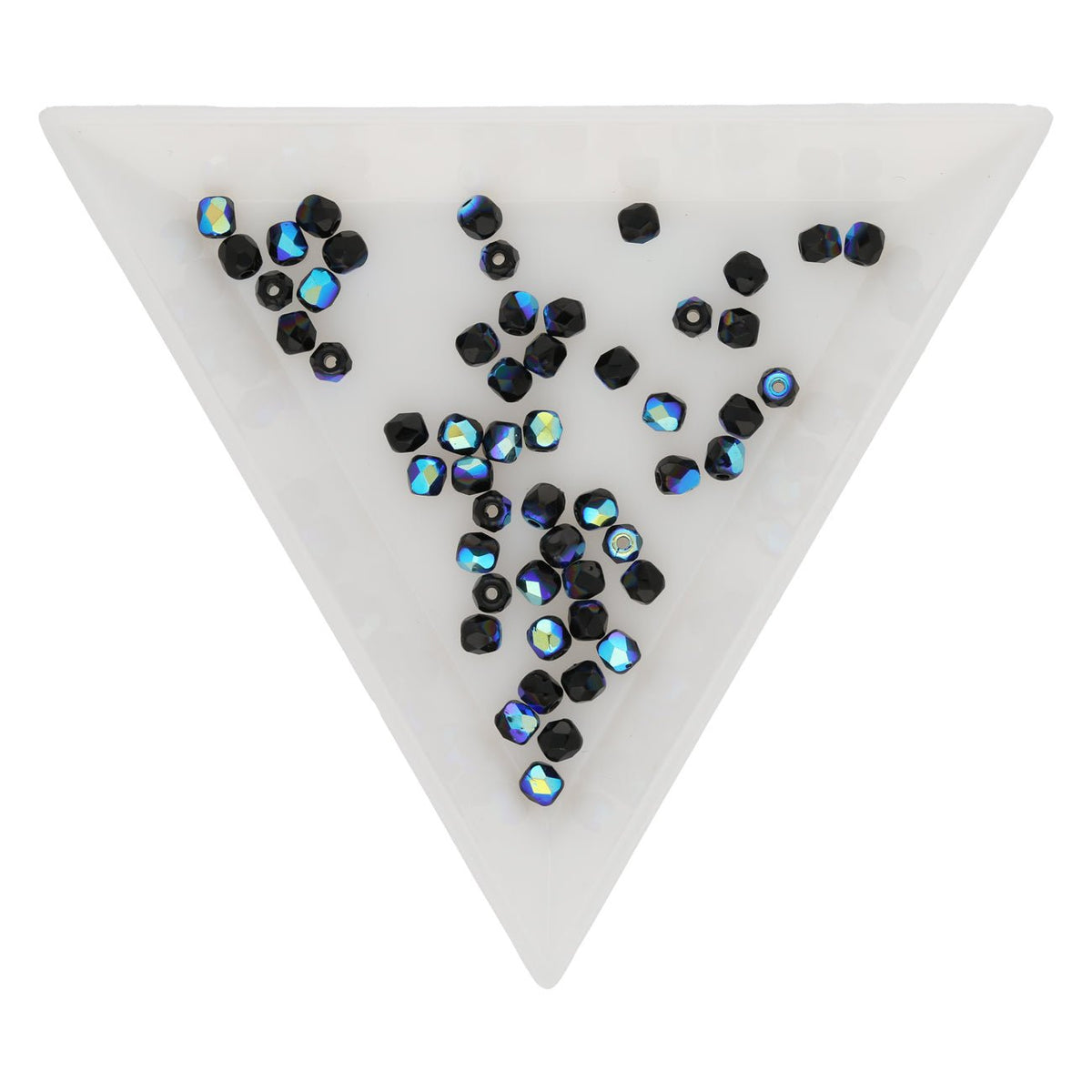 Fire polished 3 mm Glasperlen - Jet AB - PerlineBeads