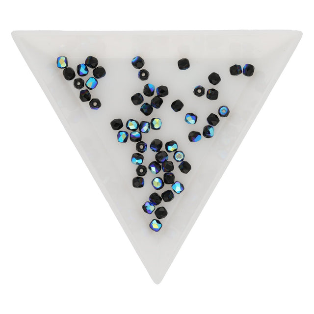 Fire polished 3 mm Glasperlen - Jet AB - PerlineBeads