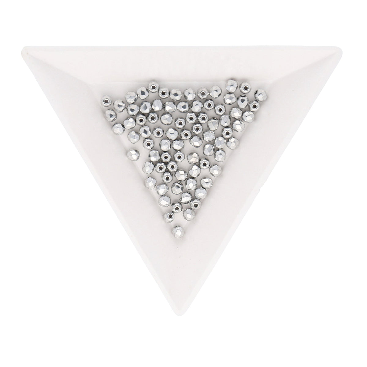 Fire polished 3 mm Glasperlen - Matte Metallic Silver - PerlineBeads