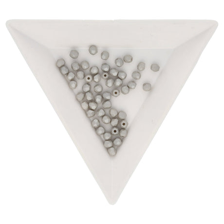 Fire polished 3 mm Glasperlen - Powdery Pastel Gray - PerlineBeads