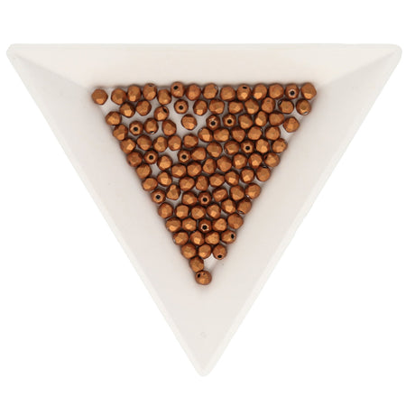 Fire polished 3 mm Glasperlen - Saturated Metallic Russet Orange - PerlineBeads