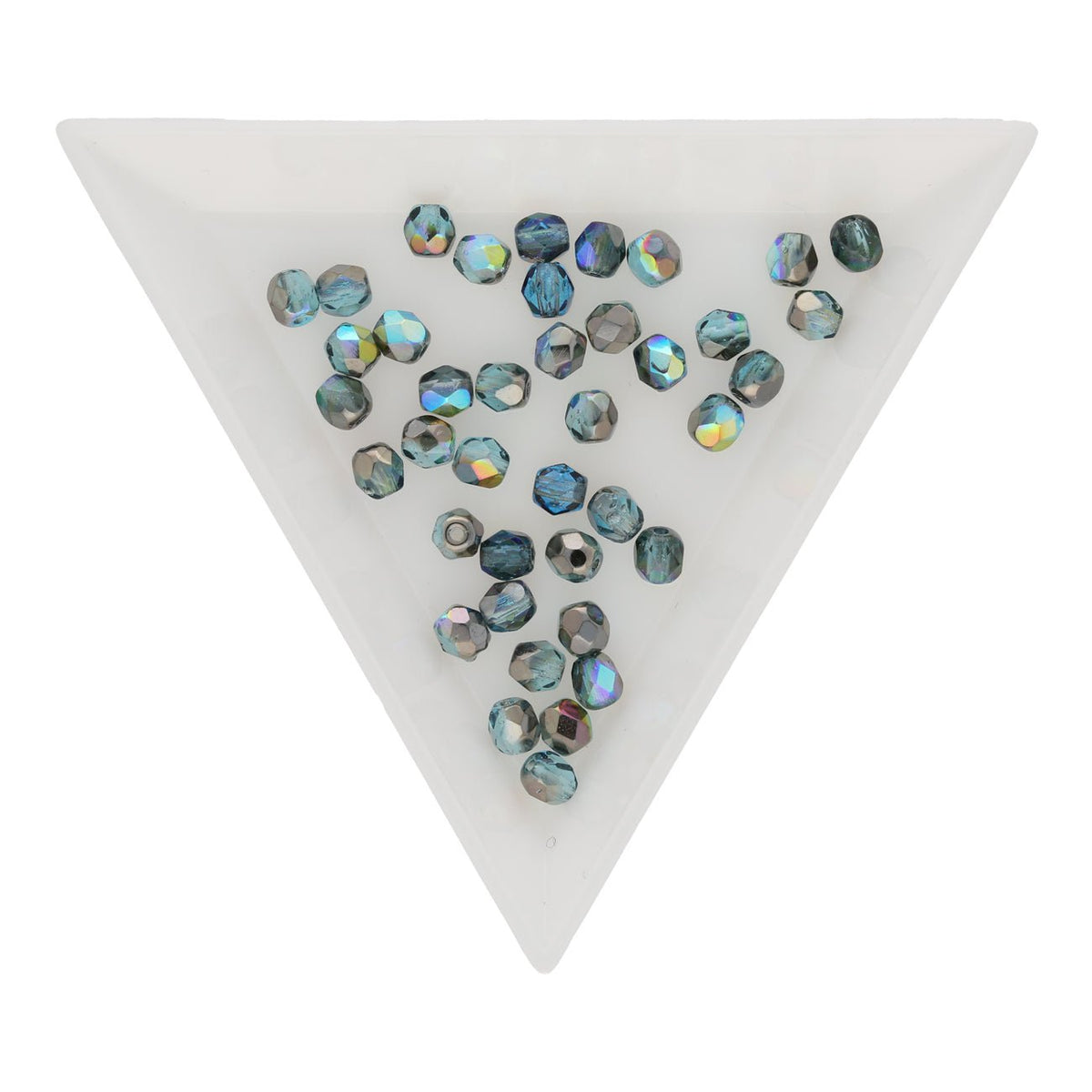 Fire polished 4 mm - Aqua Graphite Rainbow - PerlineBeads