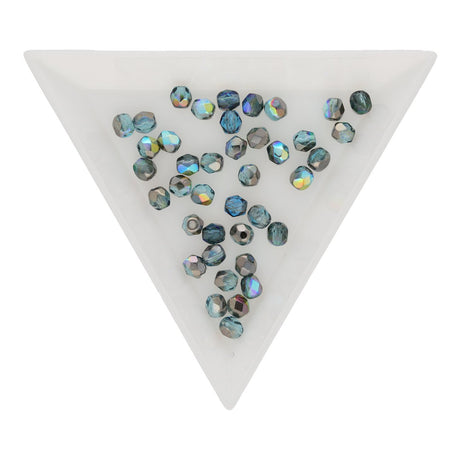Fire polished 4 mm - Aqua Graphite Rainbow - PerlineBeads