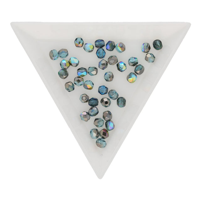 Fire polished 4 mm - Aqua Graphite Rainbow - PerlineBeads