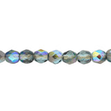 Fire polished 4 mm - Aqua Graphite Rainbow - PerlineBeads