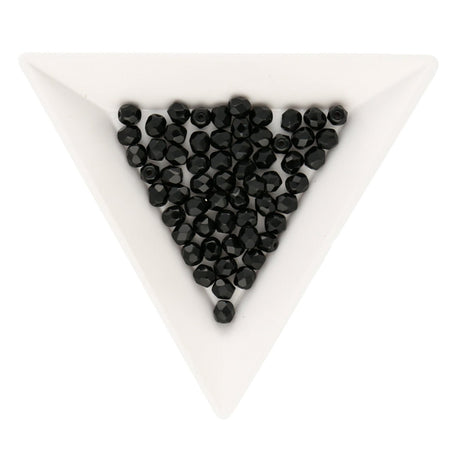Fire polished 4 mm Glasperlen - Jet - PerlineBeads