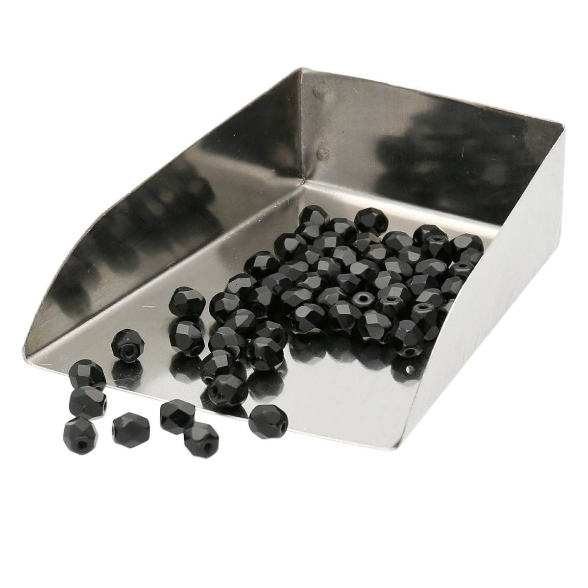 Fire polished 4 mm Glasperlen - Jet - PerlineBeads