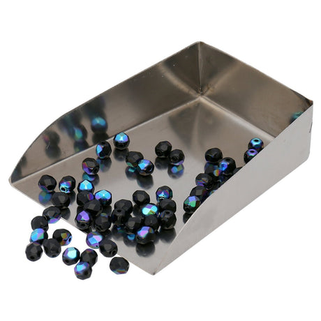 Fire polished 4 mm Glasperlen - Jet AB - PerlineBeads