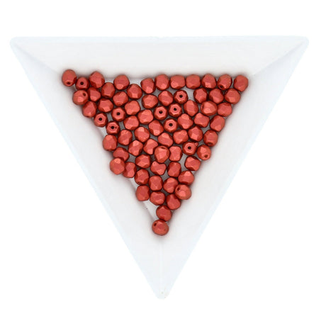 Fire polished 4 mm Glasperlen - Lava Red - PerlineBeads