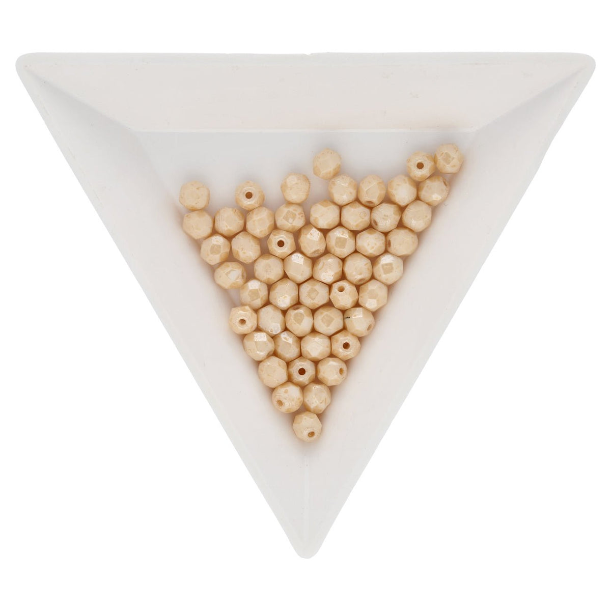 Fire polished 4 mm Glasperlen - Luster Opaque Champagne - PerlineBeads