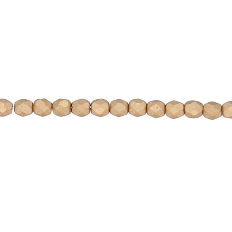 Fire polished 4 mm Glasperlen - Matte Metallic Flax - PerlineBeads