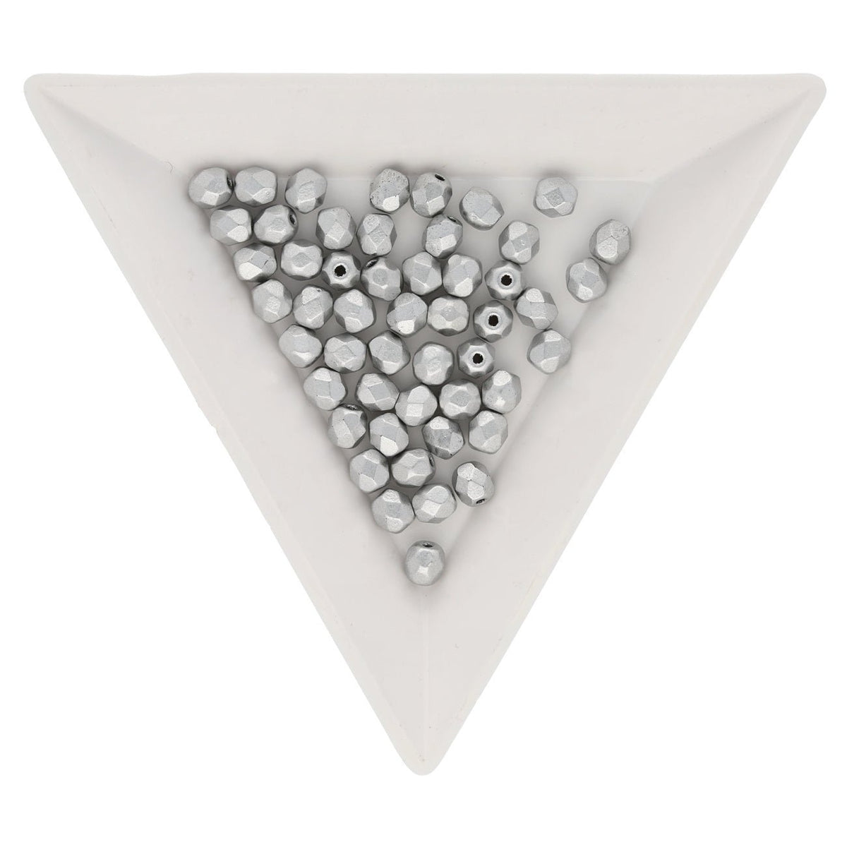 Fire polished 4 mm Glasperlen - Matte Metallic Silver - PerlineBeads