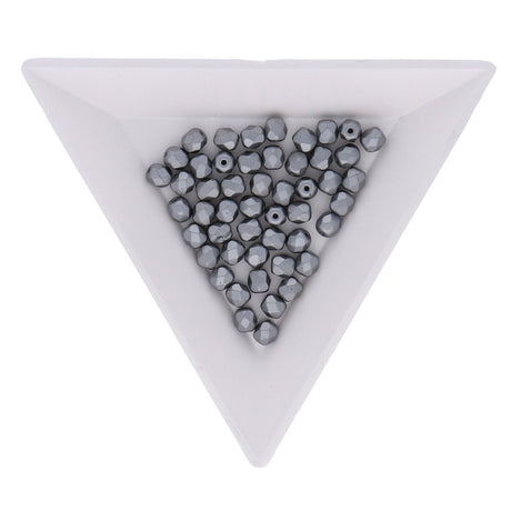 Fire polished 4 mm Glasperlen - Pastel light grey - PerlineBeads