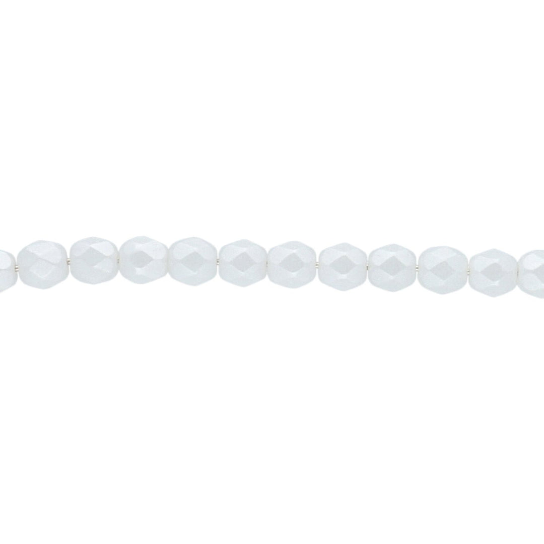 Fire polished 4 mm Glasperlen - Pastel White - PerlineBeads