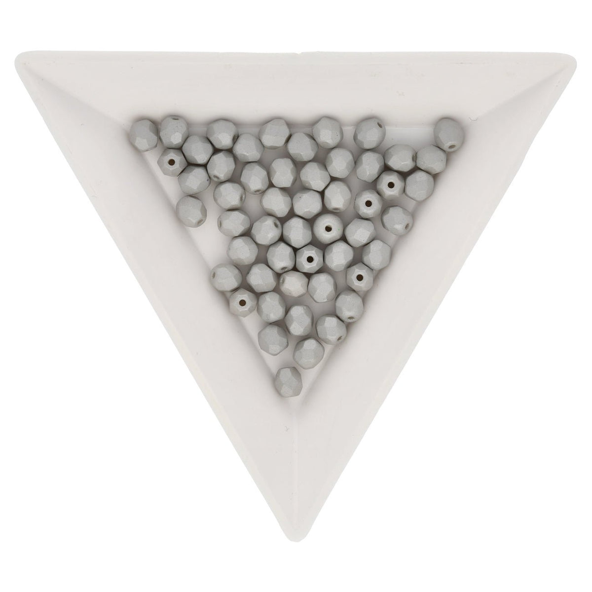 Fire polished 4 mm Glasperlen - Powdery Pastel Gray - PerlineBeads