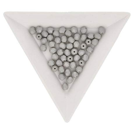 Fire polished 4 mm Glasperlen - Powdery Pastel Gray - PerlineBeads