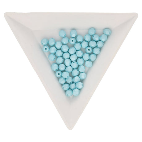 Fire polished 4 mm Glasperlen - Powdery Pastel Turquoise - PerlineBeads
