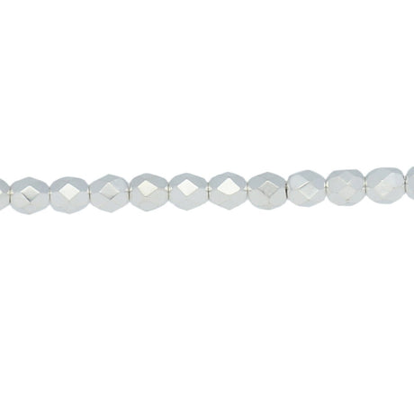 Fire polished 4 mm Glasperlen - Silver Plate - PerlineBeads