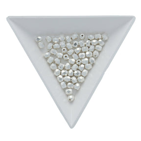 Fire polished 4 mm Glasperlen - Silver Plate - PerlineBeads