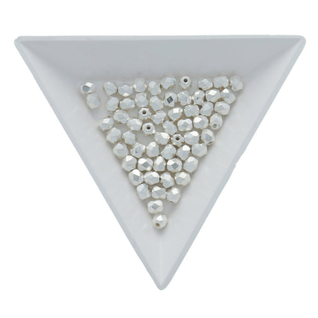 Fire polished 4 mm Glasperlen - Silver Plate - PerlineBeads