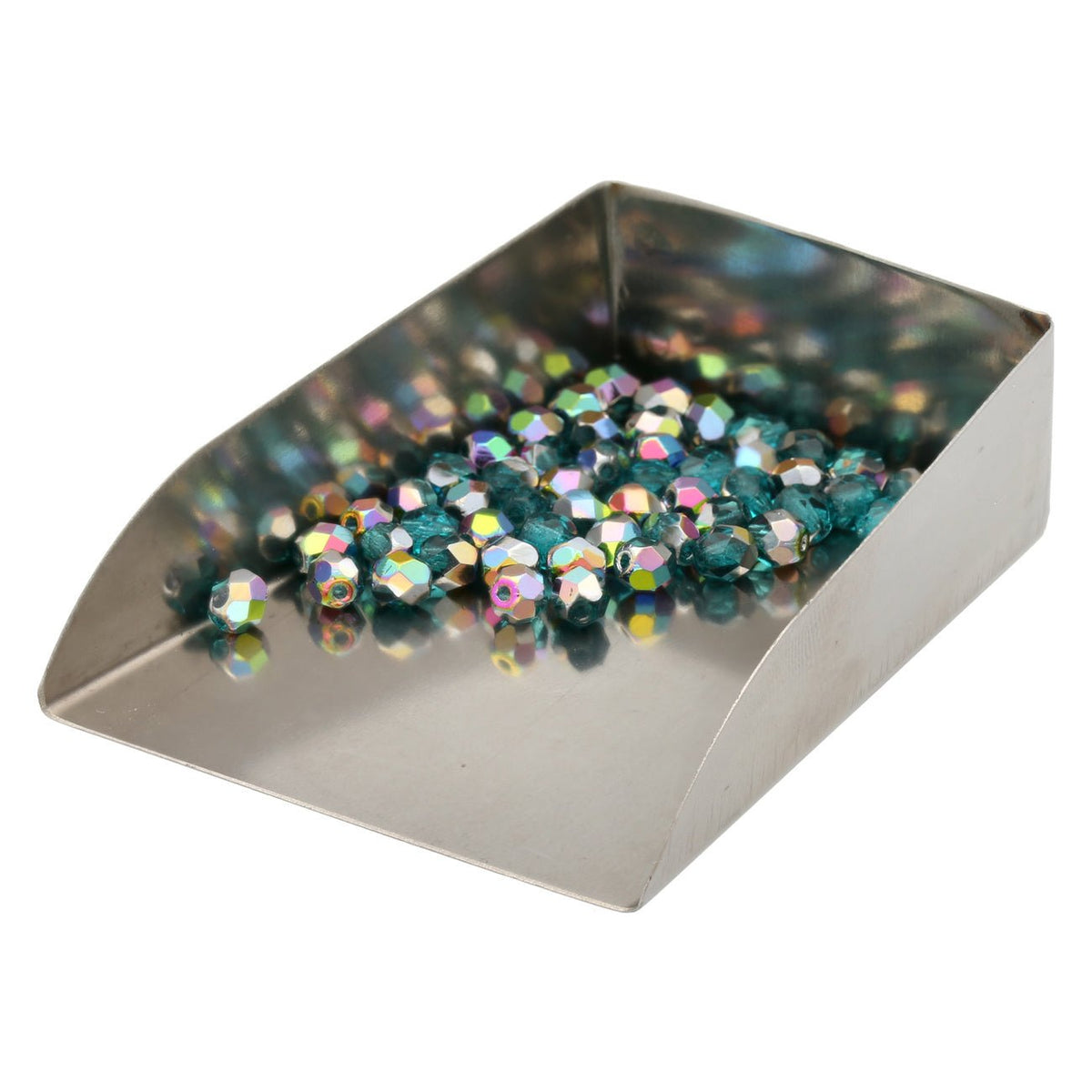 Fire polished 4 mm Glasperlen - Teal - Vitral - PerlineBeads