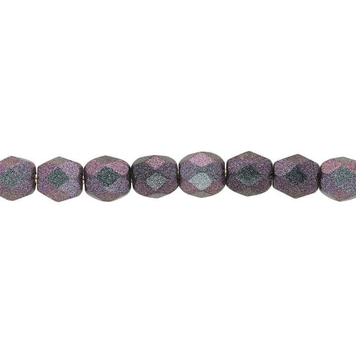 Fire polished 4 mm - Polychrome Deep Purple - PerlineBeads