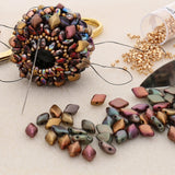 GemDuo - Dark Gold Rainbow - PerlineBeads
