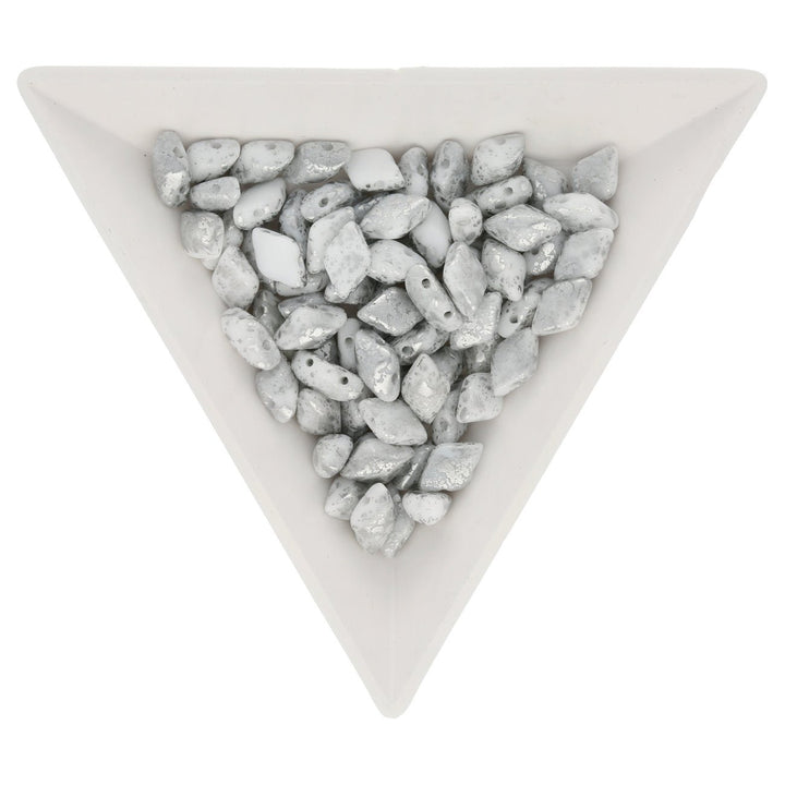 GemDuo - Silver Splash Chalk - PerlineBeads