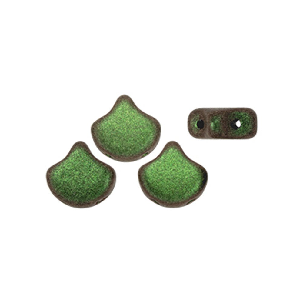 Ginko Leaf Bead - Polychrome - Olive Mauve - PerlineBeads