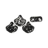 Ginko Leaf Bead - Silver Splash - Jet - PerlineBeads