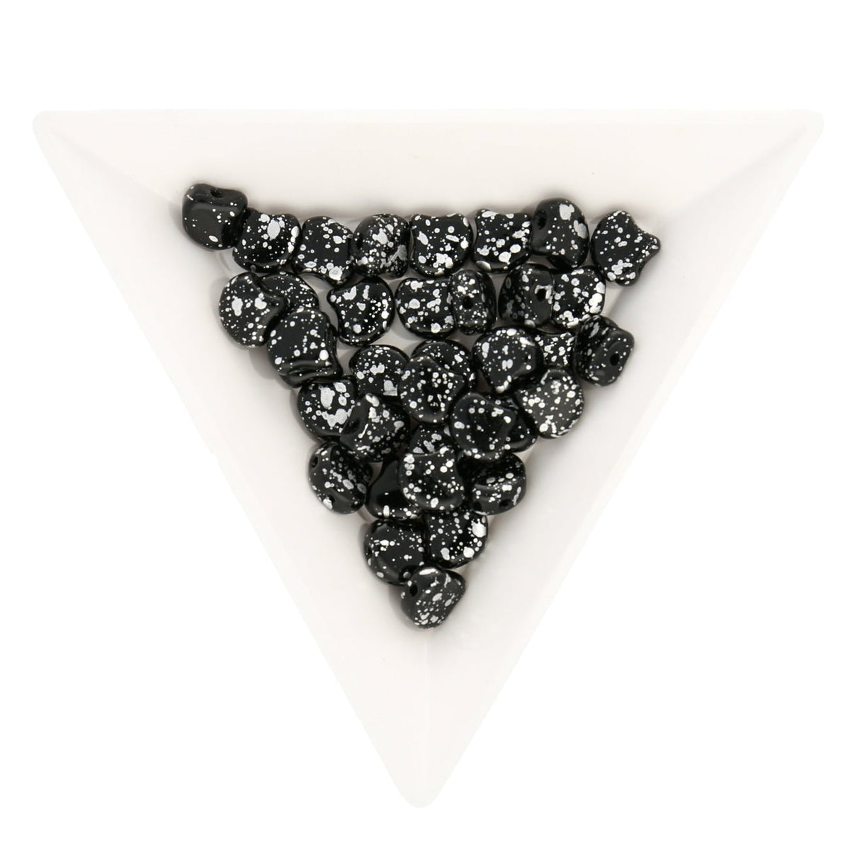 Ginko Leaf Bead - Silver Splash - Jet - PerlineBeads