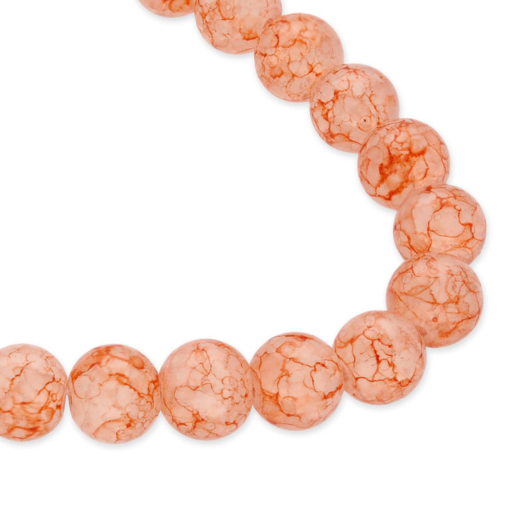 Glasperle rund - 10 mm - Craquelé Effekt - Light Salmon - PerlineBeads