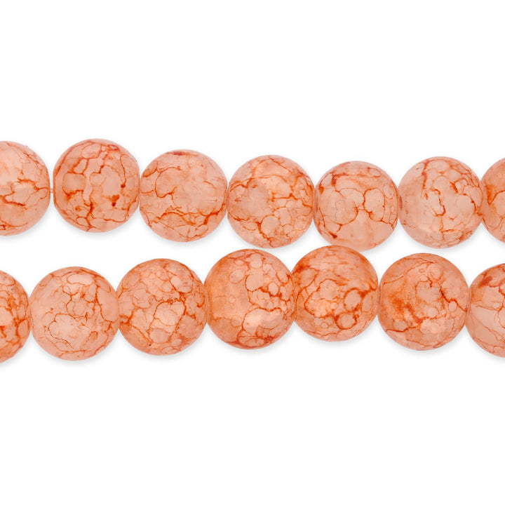 Glasperle rund - 10 mm - Craquelé Effekt - Light Salmon - PerlineBeads