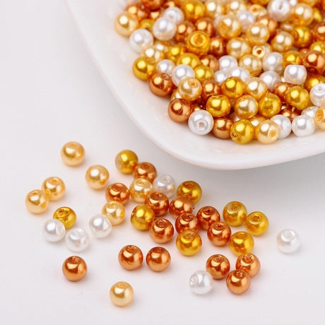 Glasperlen rund - 4 mm - Caramel Mix - PerlineBeads