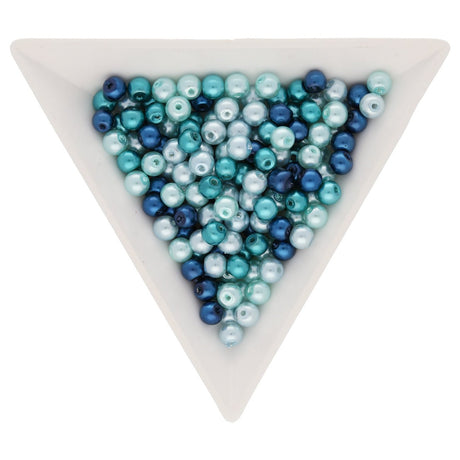 Glasperlen rund - 4 mm - Carribean Blue Mix - PerlineBeads