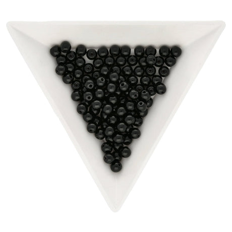Glasperlen rund - 4 mm - Jet - PerlineBeads