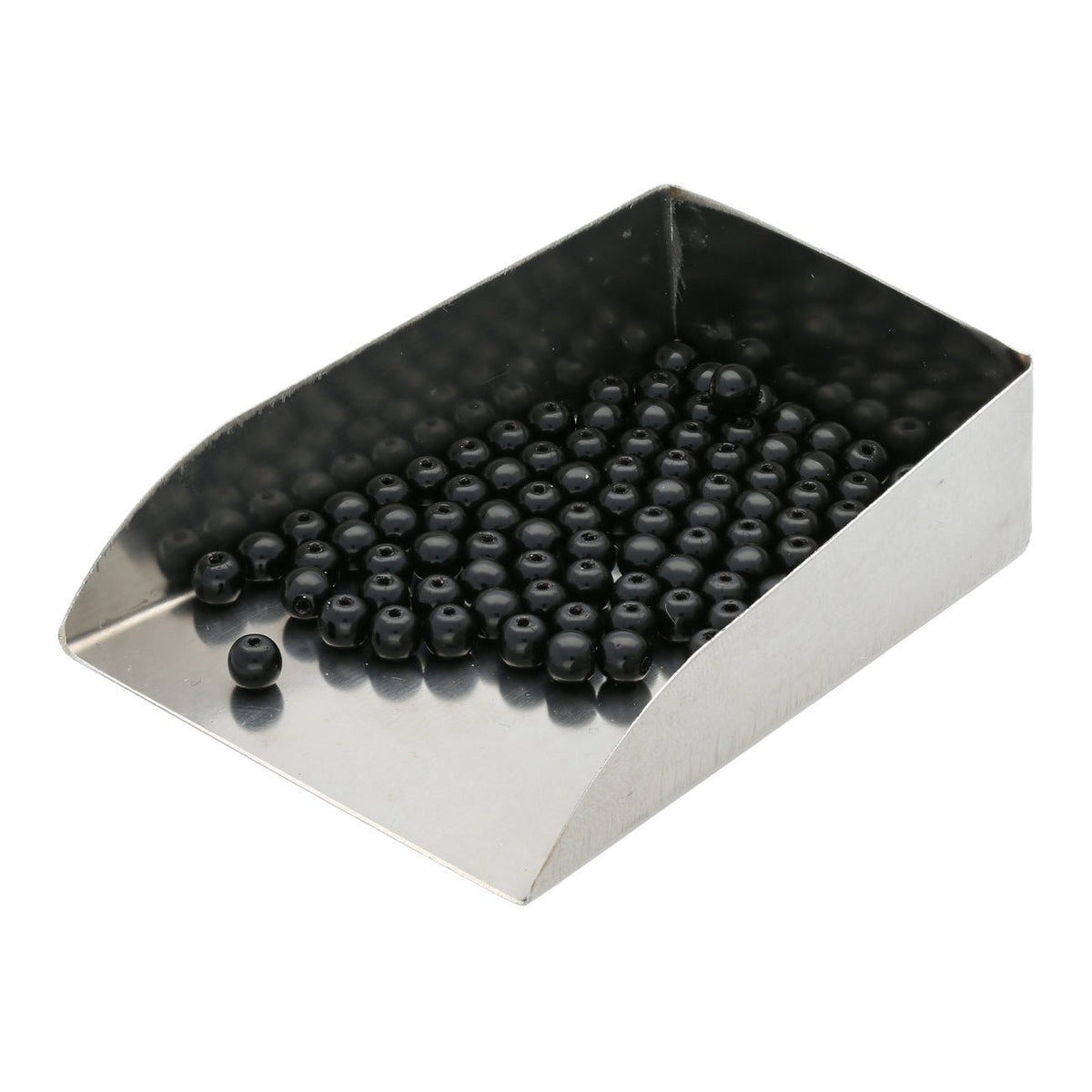 Glasperlen rund - 4 mm - Jet - PerlineBeads