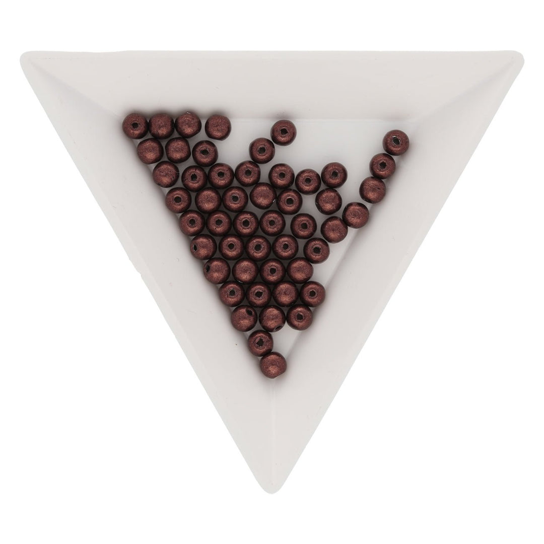 Glasperlen rund - 4 mm - Saturated Metallic Chicory Coffee - PerlineBeads