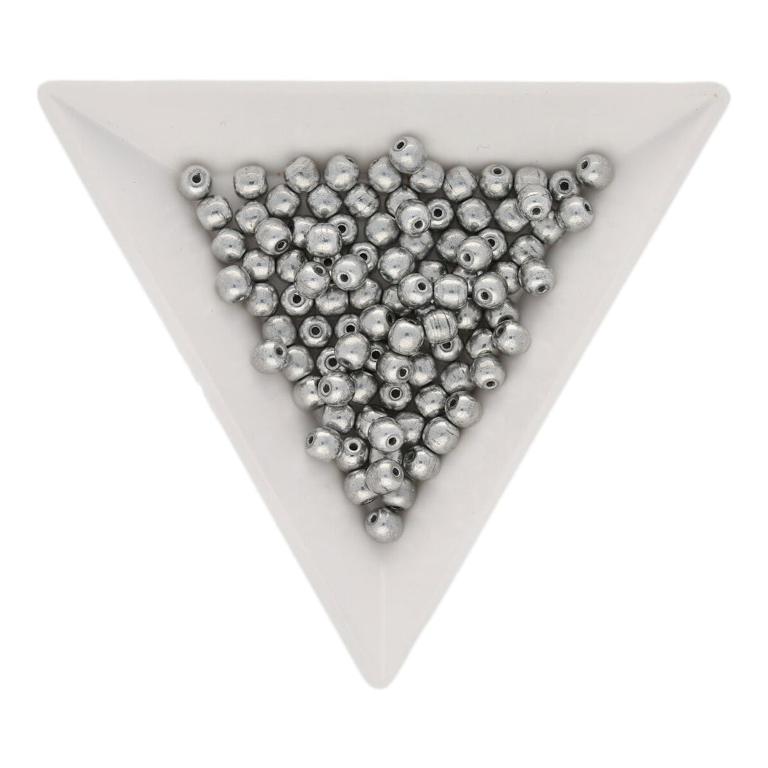 Glasperlen rund - 4 mm - Silver - PerlineBeads