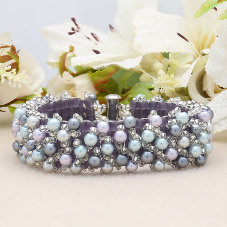 Glasperlen rund - 4 mm - Silver-Grey Mix - PerlineBeads