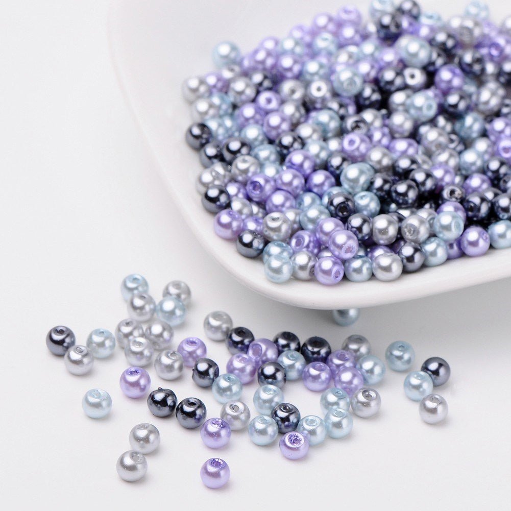Glasperlen rund - 4 mm - Silver-Grey Mix - PerlineBeads