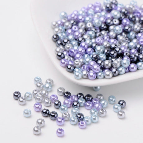 Glasperlen rund - 4 mm - Silver-Grey Mix - PerlineBeads