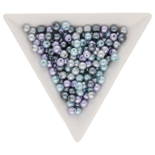 Glasperlen rund - 4 mm - Silver-Grey Mix - PerlineBeads
